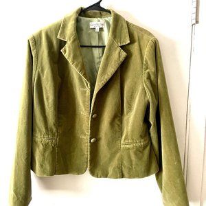 GABRIELLA SKYE GREEN VELOUR BLAZER JACKET SIZE 16